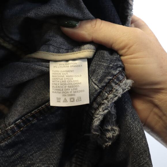 Classiques Entier Denim Blazer Jacket Frayed Trim Stretch Size 6 - Picture 4 of 4